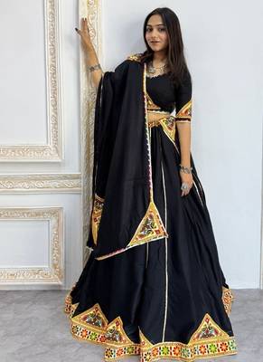 New Designer Patch Work Black Color Lehenga Choli With Dupatta Set For Women's 2