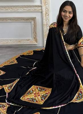 New Designer Patch Work Black Color Lehenga Choli With Dupatta Set For Women's 3