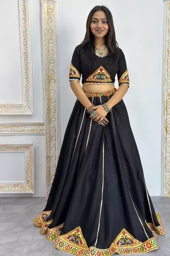 New Designer Patch Work Black Color Lehenga Choli With Dupatta Set For Women's