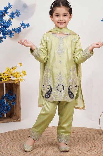 Designer pure chinon silk kurta palazzo set with embroidered work for wedding