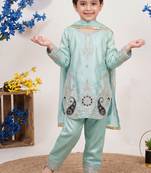 Designer pure chinon silk kurta palazzo set with embroidered work for wedding