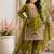 Premium mehendi fendy silk embroidery sequence top with palazzo set