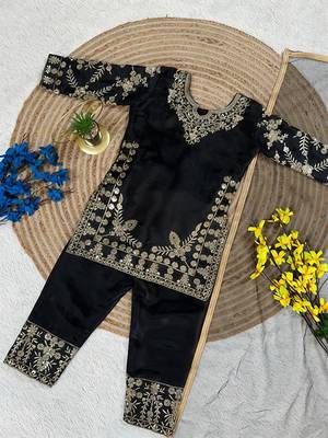 Premium black fendy silk embroidery sequence top with palazzo set 2
