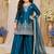 Premium teal blue fendy silk embroidery sequence top with palazzo set