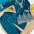Premium teal blue fendy silk embroidery sequence top with palazzo set