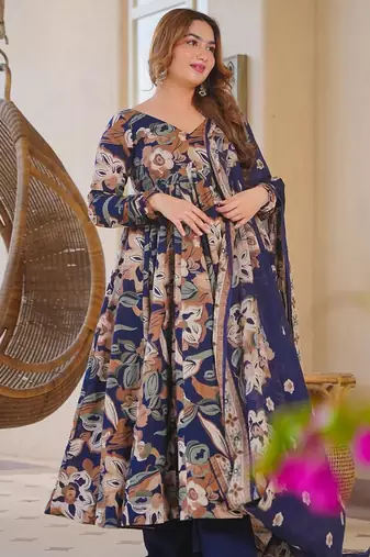 blue  color printed kurta bottom with dupatta stitched