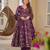purple  color printed kurta bottom with dupatta stitched