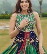 Green Navratri Digital Print Maslin Cotton Lehenga Choli with Dupatta