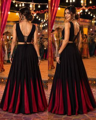 Black Navratri Cotton Kali Lehenga Choli with 8 Meter Flair 2