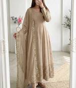 cream embroidered anarkali suit with dupatta