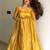  mustard yellow solid silk anarkali suit with dupatta