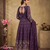 purple embroidered anarkali suit with dupatta