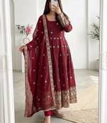  maroon festive anarkali suit for women