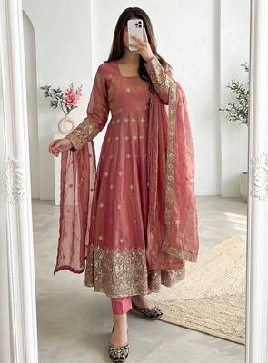  peach festive anarkali suit for women 1