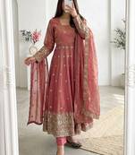  peach festive anarkali suit for women
