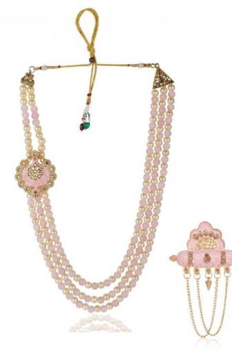   groom sherwani necklace moti mala layered for wedding | groom mala with brooch set