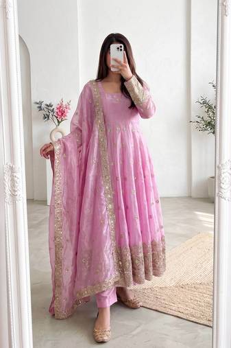  pink festive anarkali suit for women