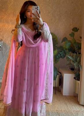  pink festive anarkali suit for women 2