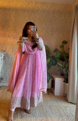  pink festive anarkali suit for women 3