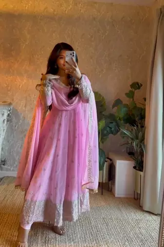  pink festive anarkali suit for women