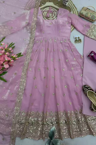  pink festive anarkali suit for women