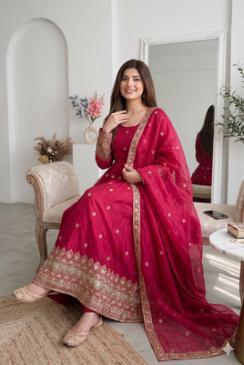  rani pink festive anarkali suit for women 3