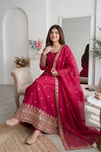  rani pink festive anarkali suit for women