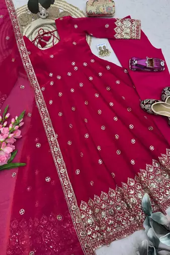  rani pink festive anarkali suit for women