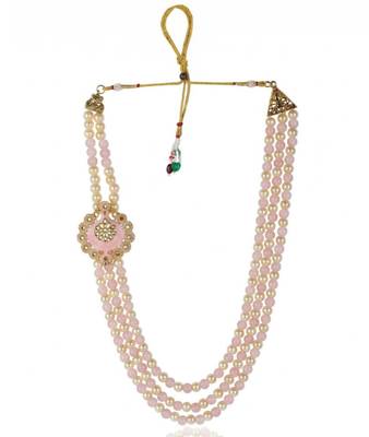   groom sherwani necklace moti mala layered for wedding | groom mala with brooch set 4
