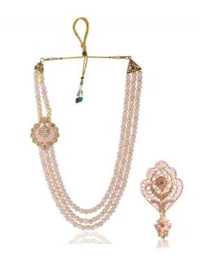   groom sherwani necklace moti mala layered for wedding | groom mala with brooch set 1