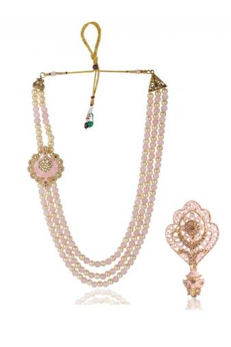   groom sherwani necklace moti mala layered for wedding | groom mala with brooch set