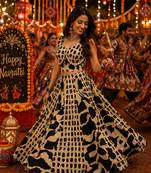Beige Navratri Rayon Cotton Lehenga Choli with Real Kodi Work