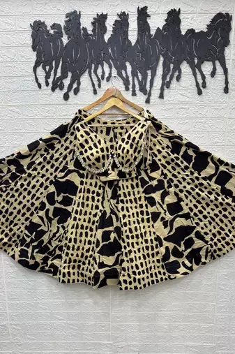 Beige Navratri Rayon Cotton Lehenga Choli with Real Kodi Work