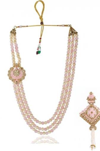   groom sherwani necklace moti mala layered for wedding | groom mala with brooch set
