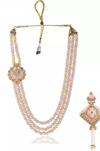   groom sherwani necklace moti mala layered for wedding | groom mala with brooch set