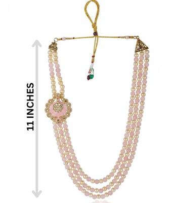   groom sherwani necklace moti mala layered for wedding | groom mala with brooch set 2