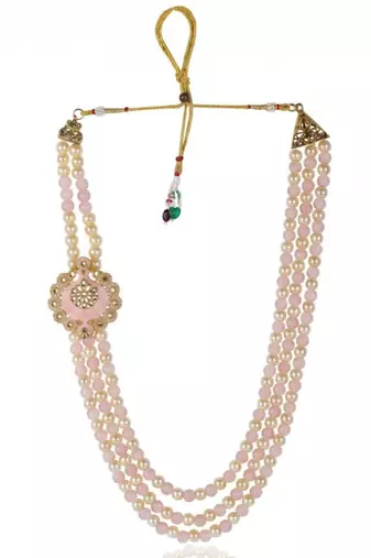   groom sherwani necklace moti mala layered for wedding | groom mala with brooch set