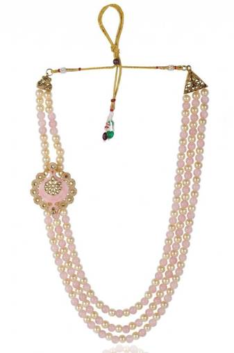   groom sherwani necklace moti mala layered for wedding | groom mala with brooch set