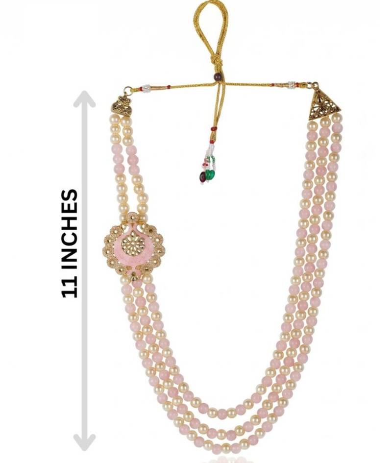   groom sherwani necklace moti mala layered for wedding | groom mala with brooch set