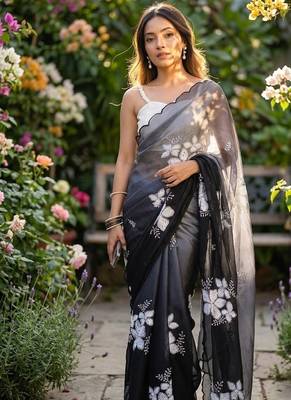 Grey shaded burberry jimmy choo saree with dual sequence work 1