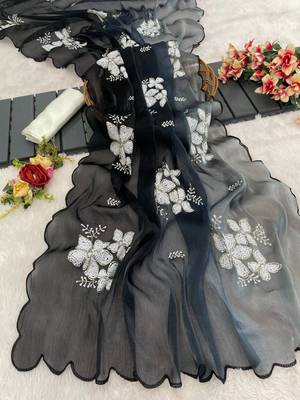 Grey shaded burberry jimmy choo saree with dual sequence work 3