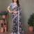 Black Color Printed Chiffon Saree