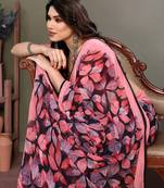 Light Pink Color Printed Chiffon Saree