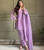 Onion color stylish readymade crunchy fabric suit for trendy girls