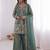Grey color stylish readymade fendy satin fabric suit for trendy girls
