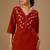 Rust color cotton flex fabric designer cord set for casual girlie looks