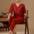 Rust color cotton flex fabric designer cord set for casual girlie looks