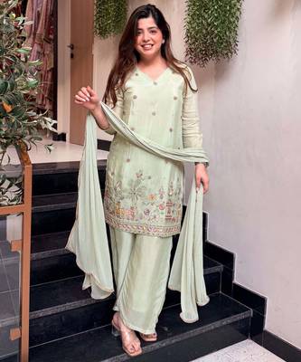 Pista color stylish readymade crepe fabric suit for trendy girls 4