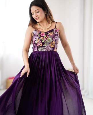 Wine color designer partywear attire for trendy ceremonial looks 3