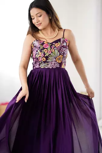 Wine color designer partywear attire for trendy ceremonial looks